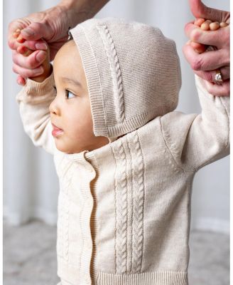  Unisex 5 Piece Organic Sweater Cable Cardigan, Legging, Hat, &amp; Bootie Boxed Gift Set - Baby