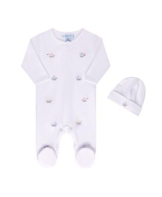Feltman Brothers - Boys' Vehicle Embroidered Cotton Romper with Hat - Baby