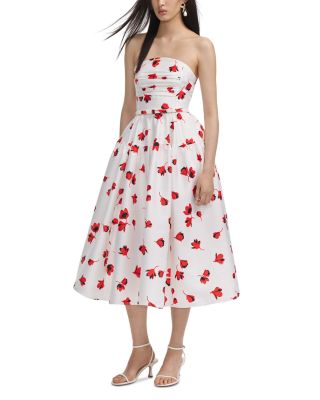 Floral Print Taffeta Midi Dress