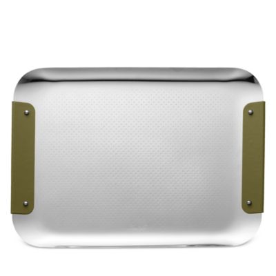 Club Tray with Leather Handles