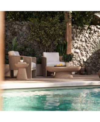  Eclipse Textured Faux Travertine Indoor / Outdoor Side Table