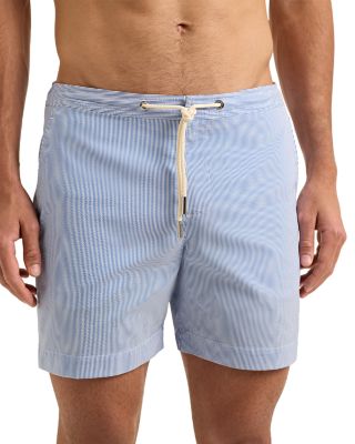 Bulldog Drawcord Seersucker 6" Swim Trunks