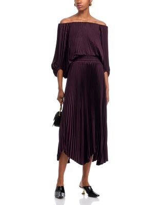 Sienna Pleated Off-the-Shoulder Dress