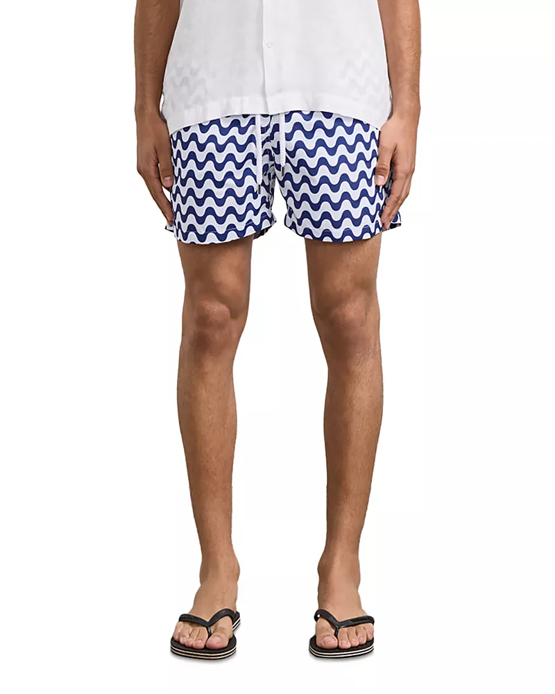 Frescobol Carioca Copacabana Wavy Stripe Classic Fit Swim Trunks