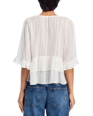 Ruffle Shadow Stripe Top - Exclusive