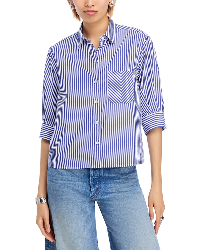 Rag & Bone Lucia Stripe Poplin Button-up Shirt In Blue