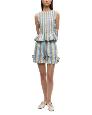 Striped Smocked Tie Top