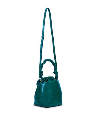 Bou Medium Green Croco Embossed Bucket Bag