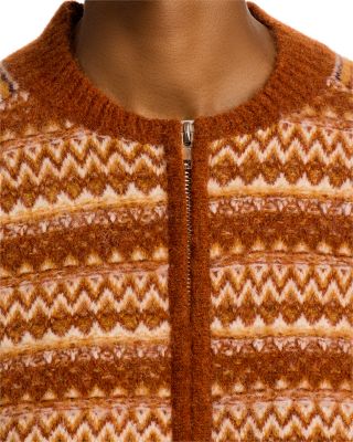 Jacquard Raglan Zip Cardigan