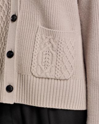Cable Knit V Neck Boyfriend Cardigan