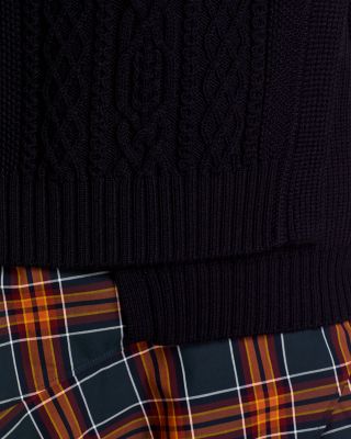 Cable Knit Double Layer Wool Sweater