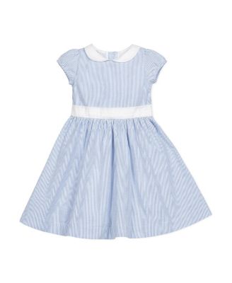 Hope & Henry - Girls' Organic Short Sleeve Seersucker Dress with Peter Pan Collar - Baby