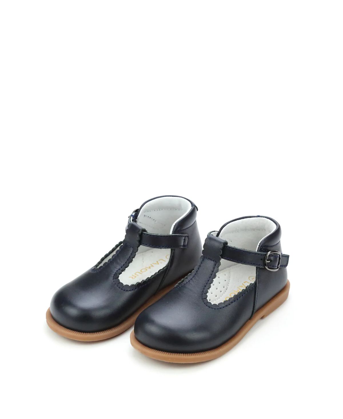 L'Amour Shoes Girls' Louise Scalloped T-Strap Mary Jane - Baby, Toddler