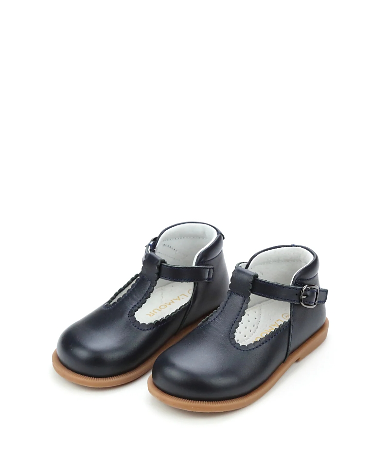 L'amour Shoes Girls' Louise Scalloped T-strap Mary Jane - Toddler In Black