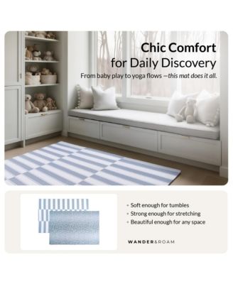  Reversible Baby Playmat - Antelope + Stripe Design – Soft, Non-Toxic Foam – Waterproof, Easy to Clean