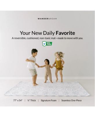  Reversible Baby PlayMat - Emerson Ikat + Jack Stripe Design – Soft, Non-Toxic Foam – Waterproof, Easy to Clean