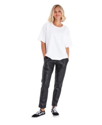 Comfy Cool Foldover Waistband Faux Leather Maternity Jogger Pants