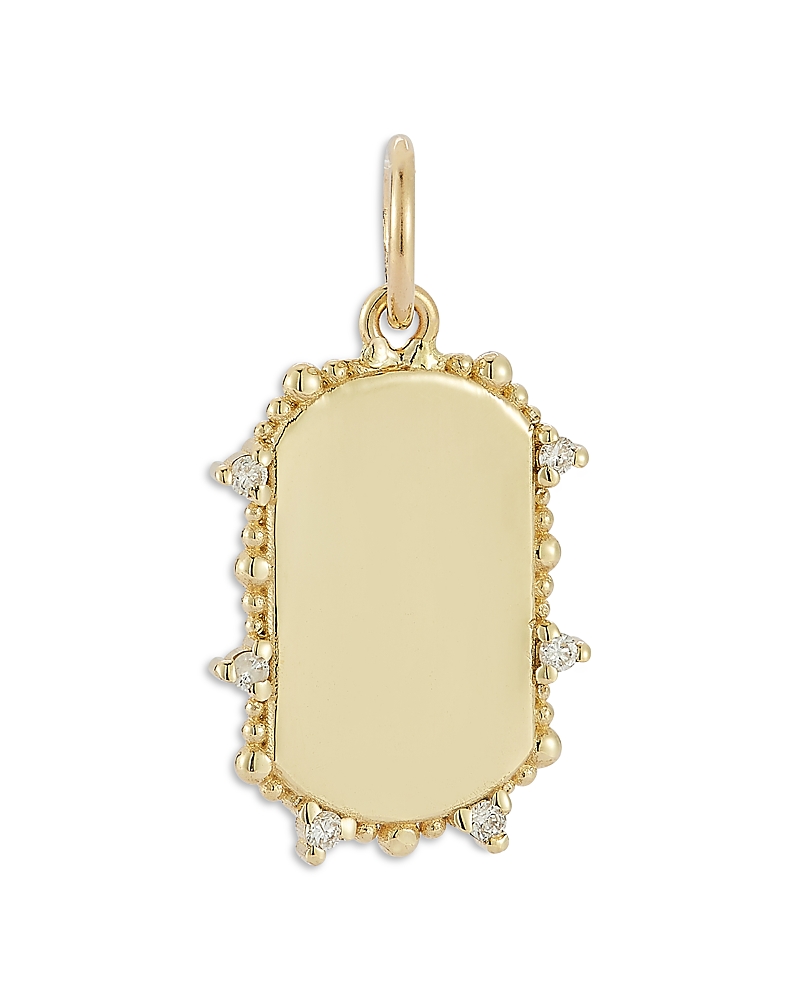 Bloomingdale's Fine Collection 14k Yellow Gold Tag Charm Pendant With Diamonds, 0.04 Ct. T. W.