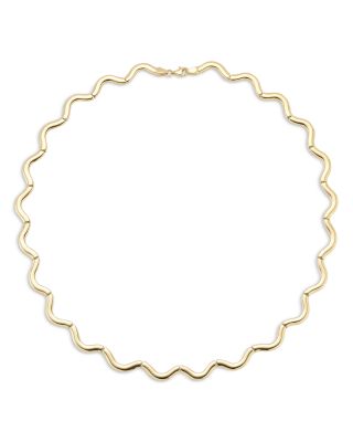 14K Yellow Gold Wave Collar Necklace, 18"