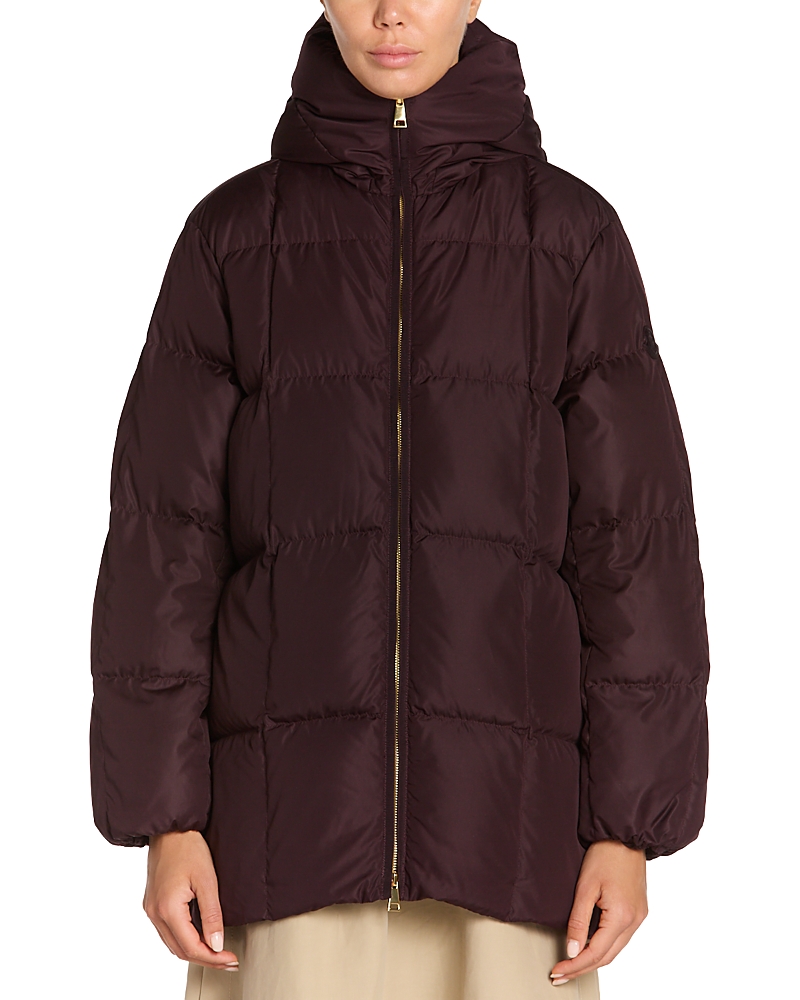Moncler Darbon Oversized Hooded Down Jacket In Burgundy