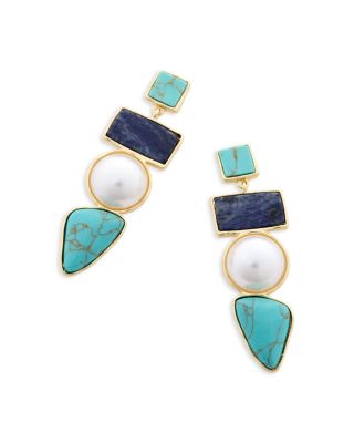 Statement Stone Linear Earrings - Exclusive 