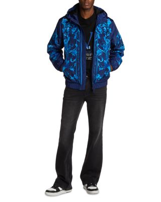 Printed Zip Front Hooded Jacket