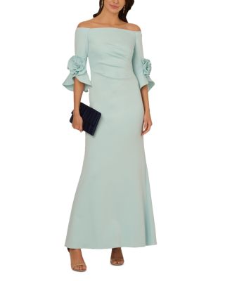 Rosette Scuba Crepe Gown