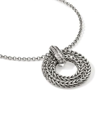 Sterling Silver Diamond Icon Link Pendant Necklace, 16-18"