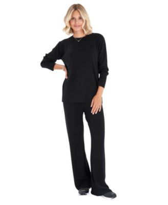 Effortless Elegance Set with Rib Side Zip Long Sleeve Materity/Nursing Top &amp; Lounge Pants