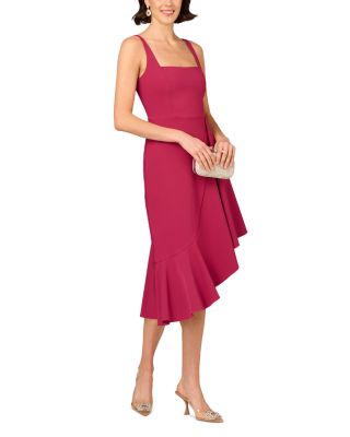 Stretch Crepe Asymmetric Midi Dress