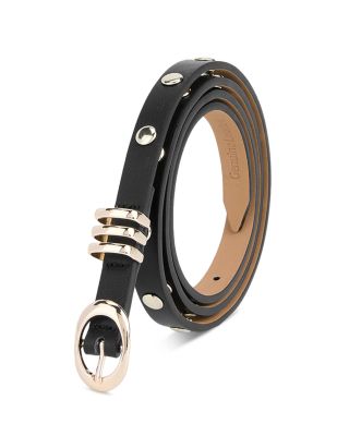 Women's Classic Studded Skinny Leather Belt