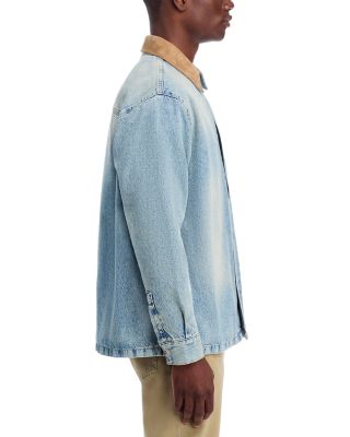 Suede Collar Denim Overshirt