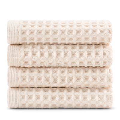 PURE Yarn Dyed Waffle Cotton 4-Piece Washcloth Set