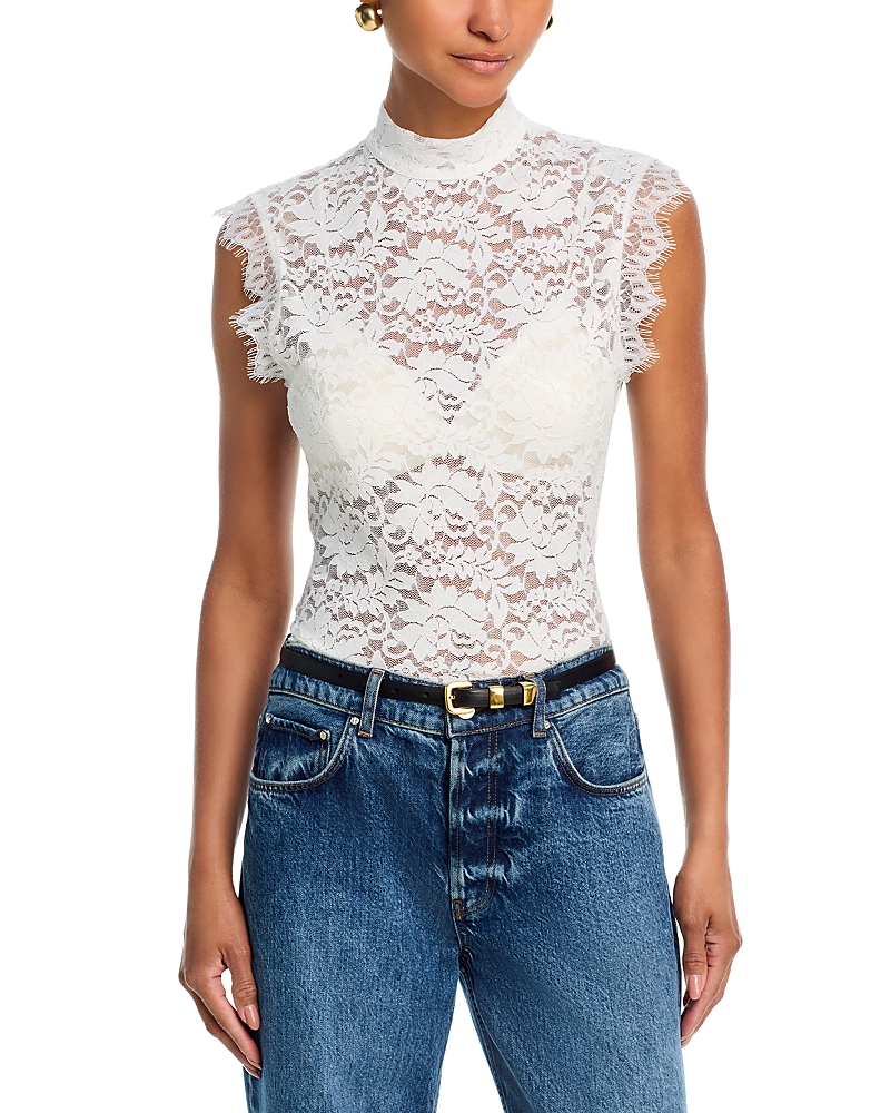 Aqua Mock Neck Lace Tank Top - Exclusive