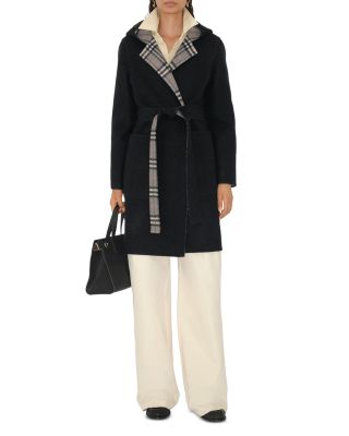 Reversible Wool Hooded Wrap Coat