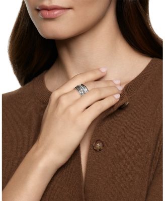 DY Mercer&reg; Four Row Ring in Sterling Silver with Diamonds, 13.8mm