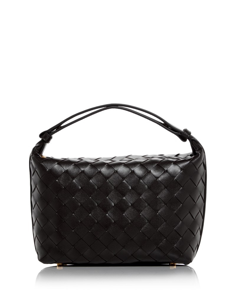 Bottega Veneta Mini Wallace Intrecciato Leather Top Handle Bag in Fondant/Gold