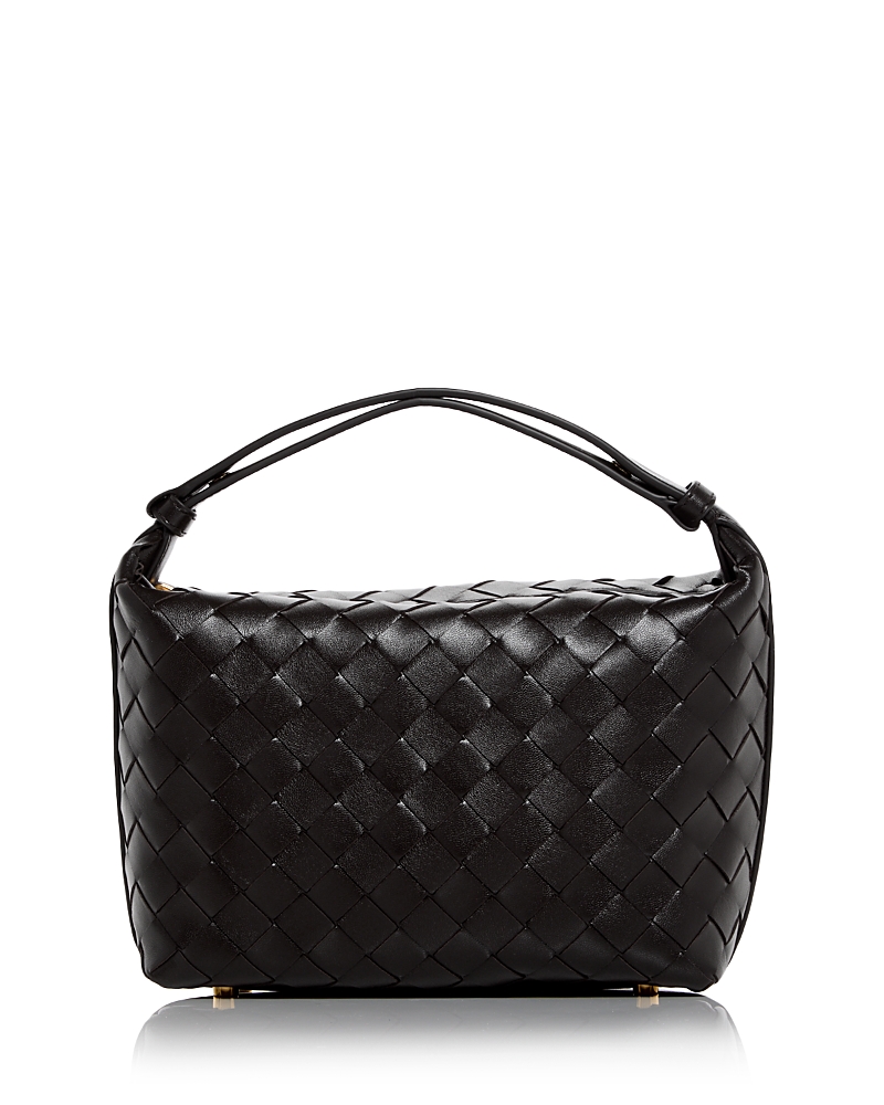 Bottega Veneta Mini Wallace Intrecciato Leather Top Handle Bag In Black
