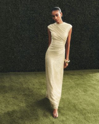 Crinkle Metallic Gown