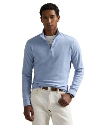 Luxury Double Knit Jacquard Quarter Zip Pullover