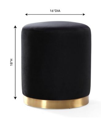  Opal Velvet Ottoman with Gold Base in Cream