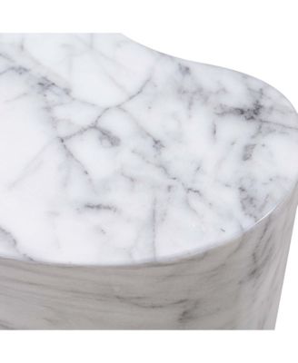  Slab Marble Tall Side Table in White Marble
