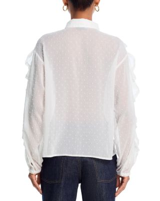 Shadow Stripe Long Sleeve Ruffle Top - Exclusive