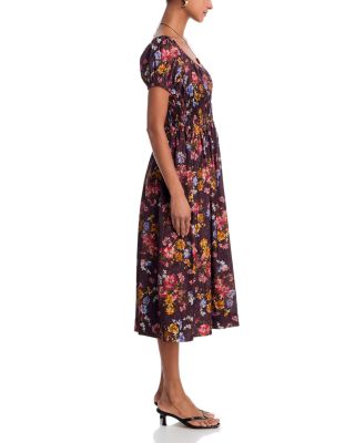 Floral Puff Sleeve Midi Dress - Exclusive 