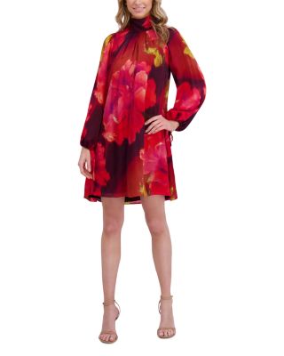 Long Sleeve Bow Neck Mini Dress