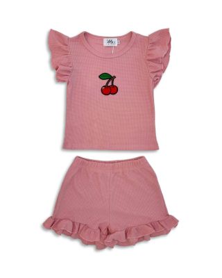 Lola + The Boys - Girls' Ruffle Cherry Top & Shorts - Little Kid, Big Kid
