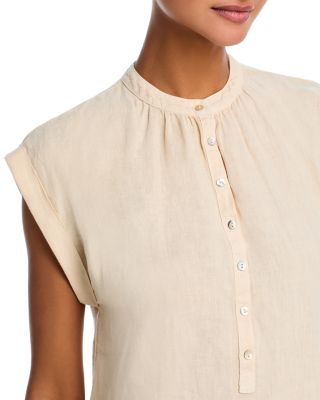Linen Cap Sleeve Henley Mini Dress