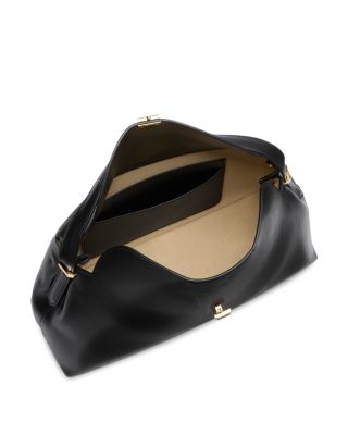 T-Lock Smooth Leather Convertible Top Handle Bag in Black