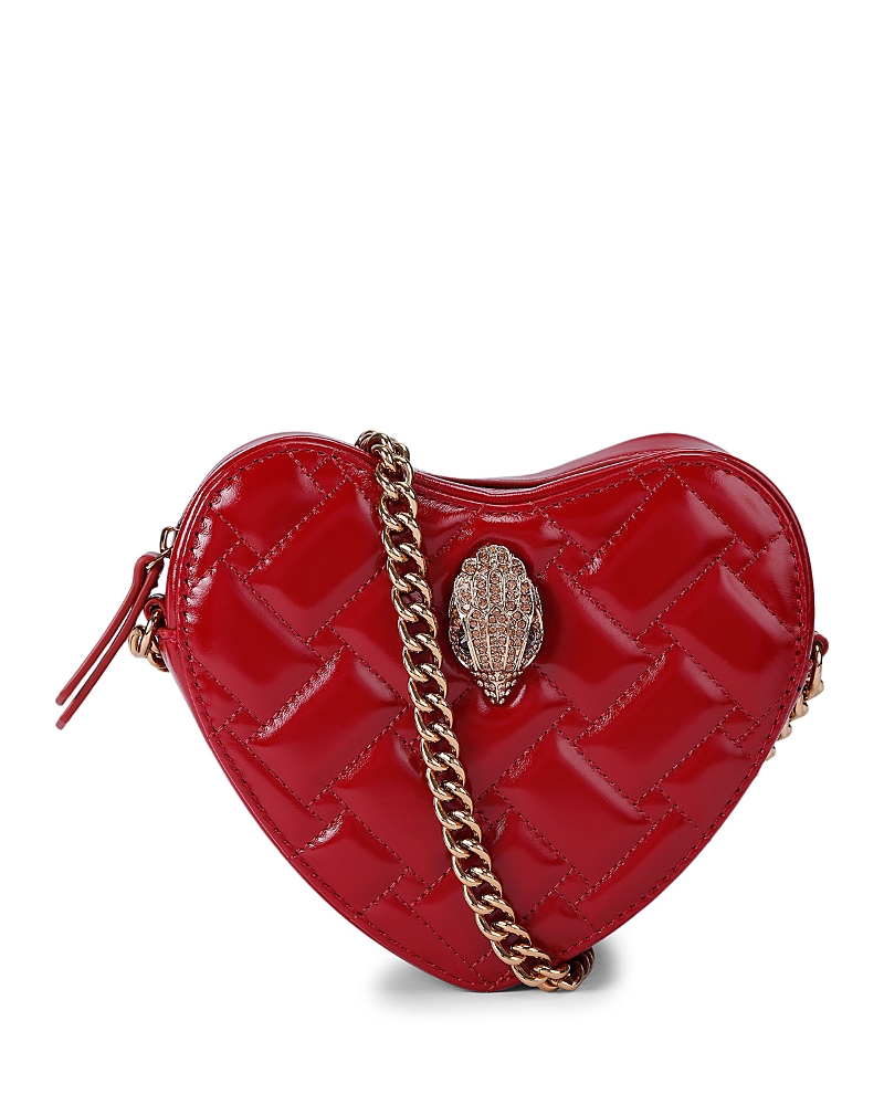 Kurt Geiger Mini Heart-shape Quilted Shoulder Bag In Red