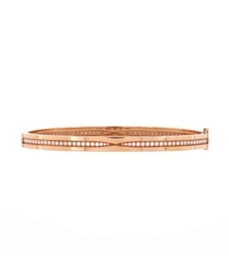 Pre-Owned Bvlgari - 5.5mm B.Zero1 Hinged Bangle Bracelet 18K Rose Gold with Pave Diamonds